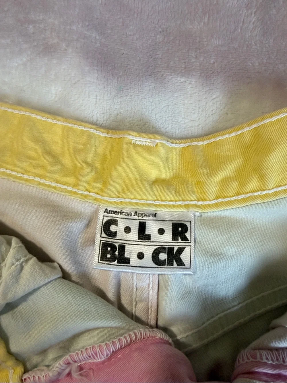 American Apparel Pastel Colorblock High-Waist Shorts - Pink, Mint & Yellow